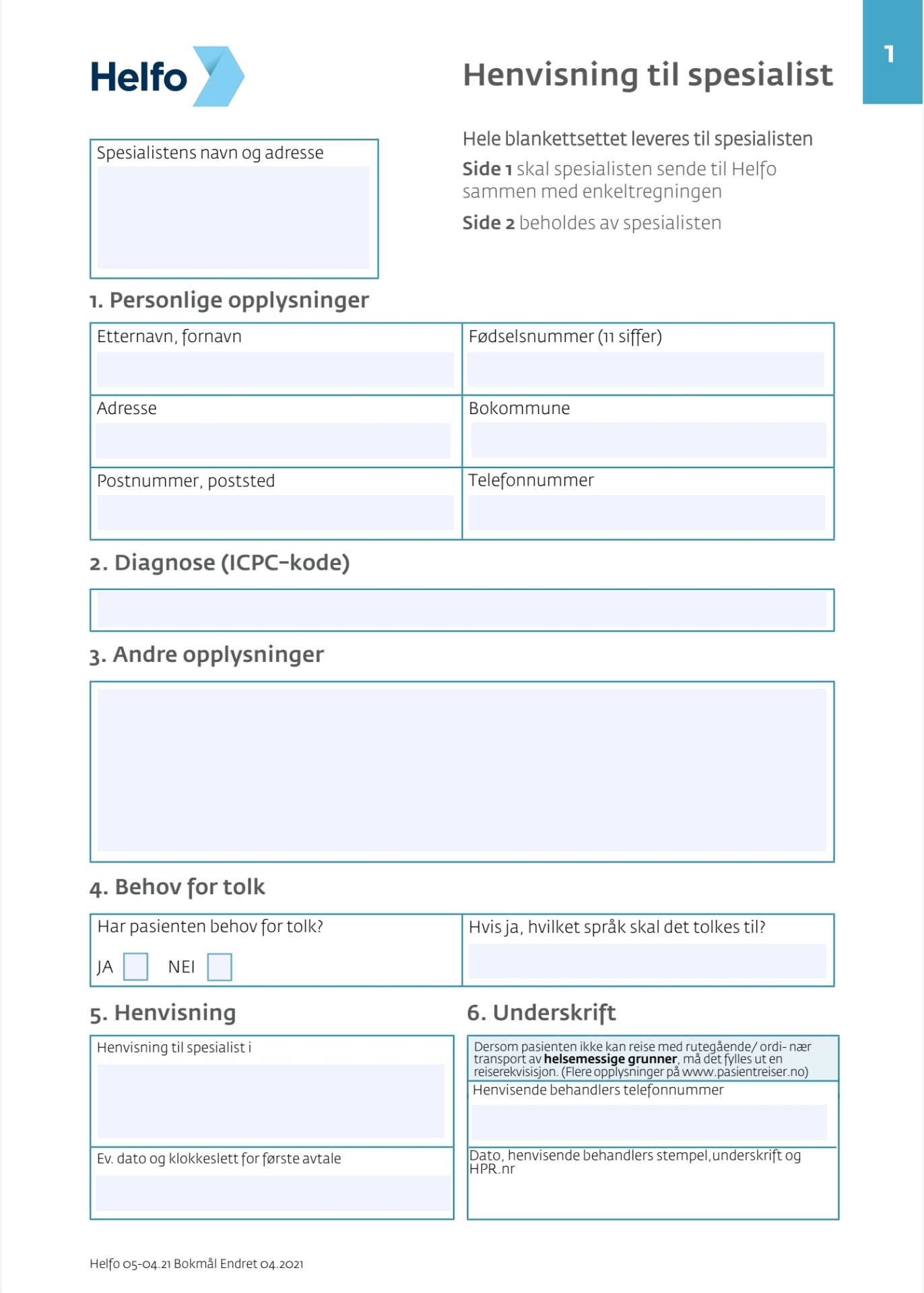 Henvisning til spesialist, pdf